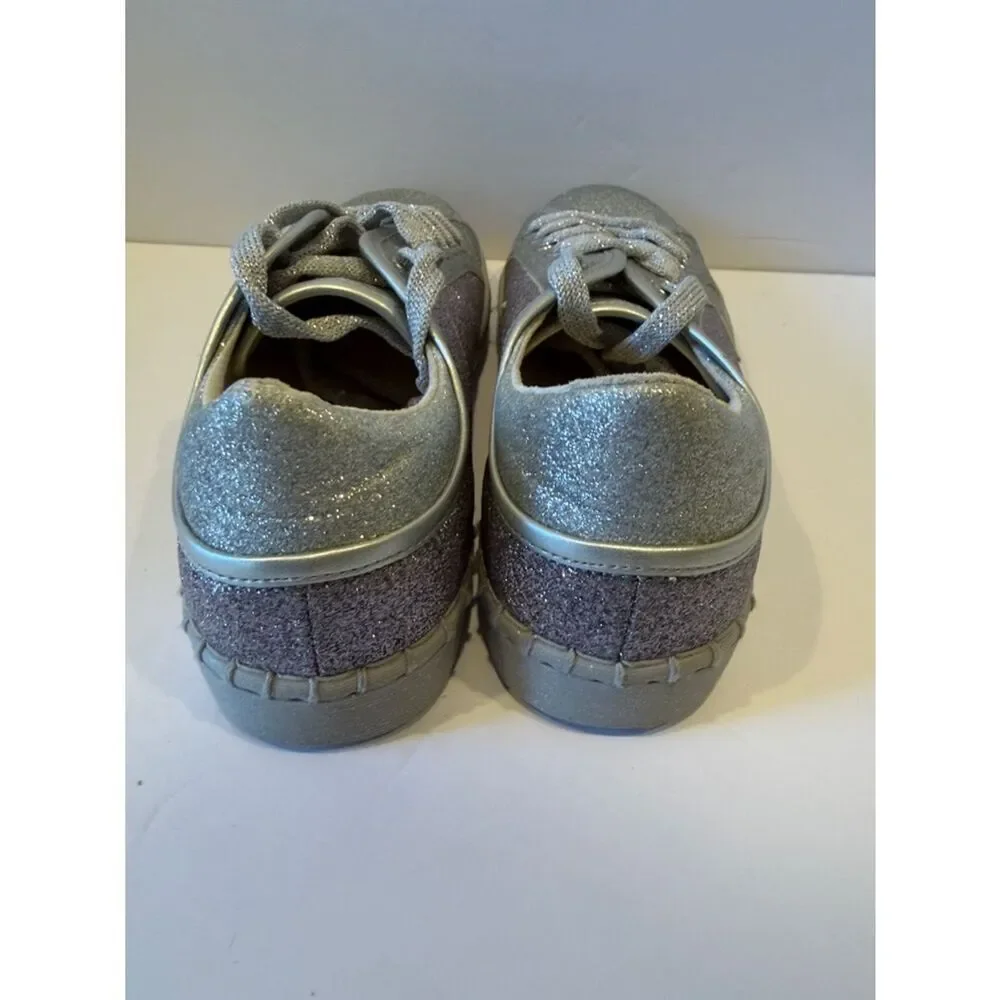 Sparkle Glitter Lace-Up Sneakers - Silver GB GIANNI BINI